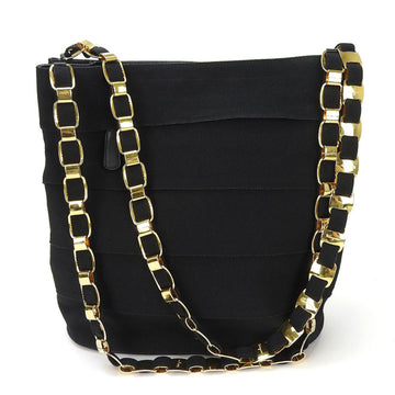 SALVATORE FERRAGAMO Chain Tote Bag Shoulder AU-21 5667 Vara Canvas Black Chic Ladies tote bag shoulder black
