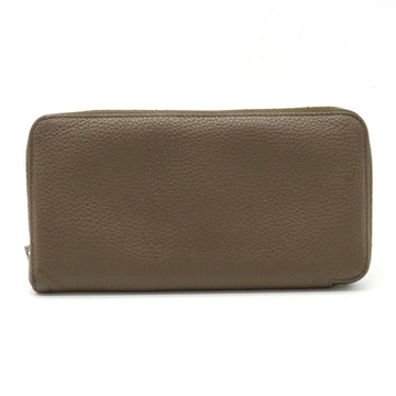 HERMES Azap Long Round Wallet Togo Leather Taupe T Engraved