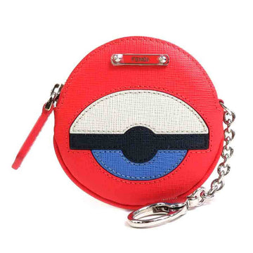 FENDI coin case charm leather/metal red/multicolor/silver unisex