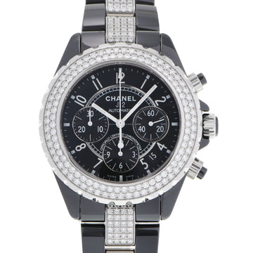 Chanel J12 Chrono 41mm Bezel Bracelet Diamond H1706 Men's Black Ceramic/SS Watch Automatic Winding Dial