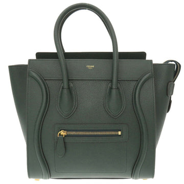 Celine Luggage Microshopper Leather Green Handbag