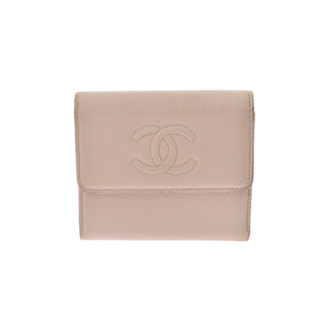 Chanel Beige Ladies Caviar Skin Trifold Wallet