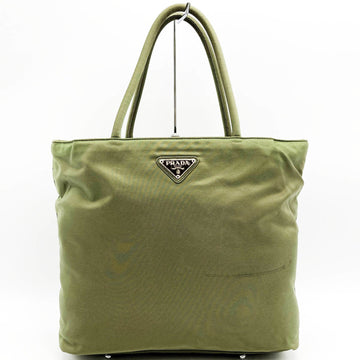 PRADA tote bag handbag nylon triangle logo khaki ladies men's fashion USED