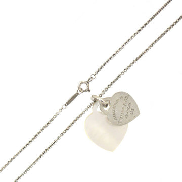 TIFFANY&Co.  Return Toe Shell Silver Double Heart Tag Necklace 40.5cm 7.3g