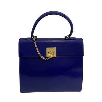 CELINE Vintage Logo Ring Hardware Calf Leather Genuine Handbag Mini Tote Bag Blue 18019