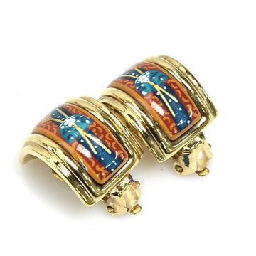 HERMES Earrings Cloisonne Metal/Enamel Gold x Multicolor Women's