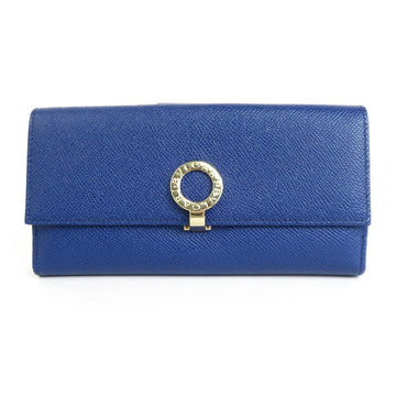 BVLGARI bi-fold long wallet leather blue unisex
