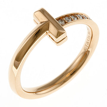 TIFFANY&Co. T One Ring No. 9.5 18K K18 Pink Gold Diamond Women's