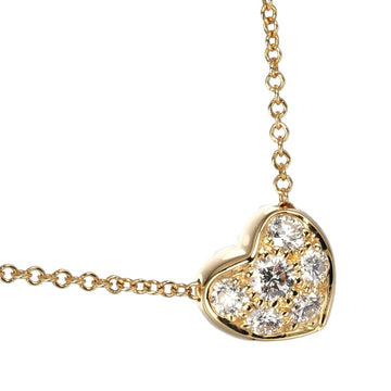 TIFFANY&Co. Pave Heart Necklace 2.55 K18 YG Yellow Gold 6P Diamond