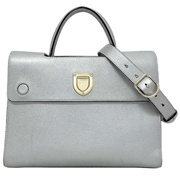 CHRISTIAN DIOR Ever 2way Bag Silver Gold M7001PTLW Handbag Leather GP Tote Shoulder