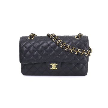 Chanel matelasse 25 chain shoulder bag caviar skin black A01112 gold metal fittings Matelasse Bag