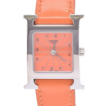 Hermes Ramsis HH1.210 Ladies SS / Leather Watch Quartz Orange Dial