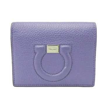 SALVATORE FERRAGAMO Gancini JL-22 D514 Women's Leather Wallet [bi-fold] Purple Blue