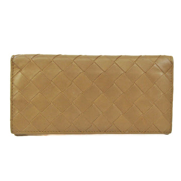 BOTTEGA VENETA Intrecciato Women,Men Leather Long Wallet [tri-fold] Brown