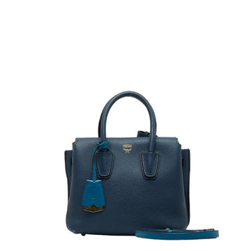 MCM Handbag Shoulder Bag Blue Leather Ladies