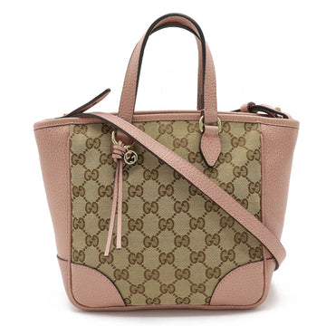 Gucci GG canvas handbag shoulder bag leather khaki beige pink 449241