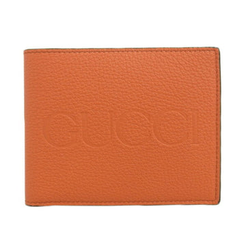 GUCCI Leather Logo Bifold Wallet 658681 Orange Ladies