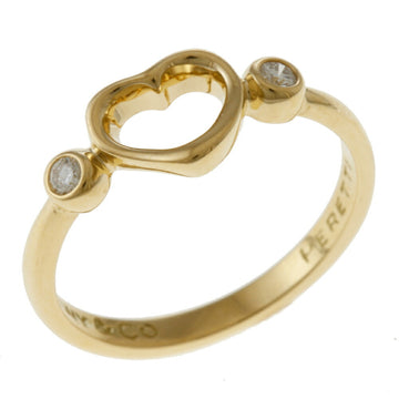 TIFFANY Open Heart Diamond Ring Size 10 18K Yellow Gold Women's &Co.