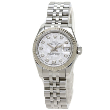 ROLEX 179174G Datejust 10P Diamond Silver Crystal Watch Stainless Steel SS K18WG Women's ROLE