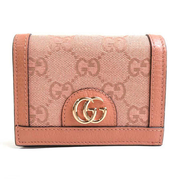 GUCCI Bifold Wallet GG Canvas/Leather Pink Ladies 523155