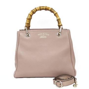 Gucci Shoulder Bag Bamboo Handbag Pink Ladies