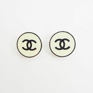 CHANEL Coco Earrings Ivory x Silver 04V Ladies