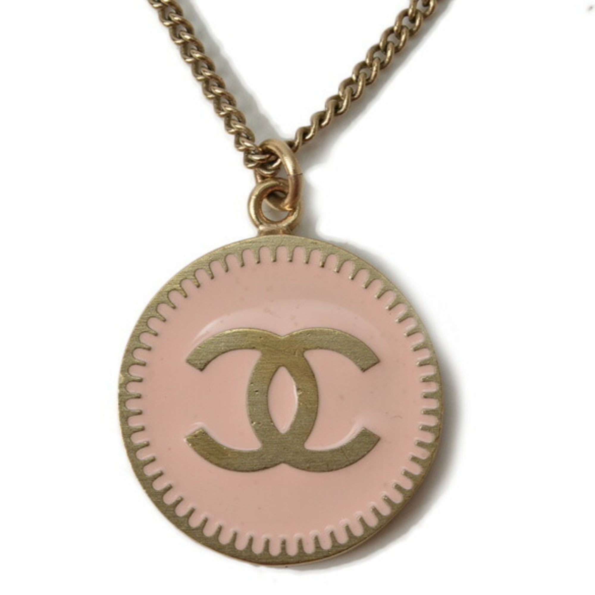 Chanel necklace/pendant CHANEL CC mark/coco mark light pink/gold