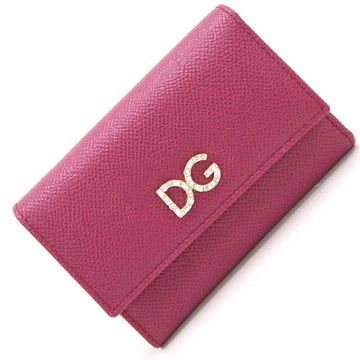 DOLCE & GABBANA Trifold Wallet BI0924 Purple Leather Compact Stone Ladies DOLCE&GABBANA