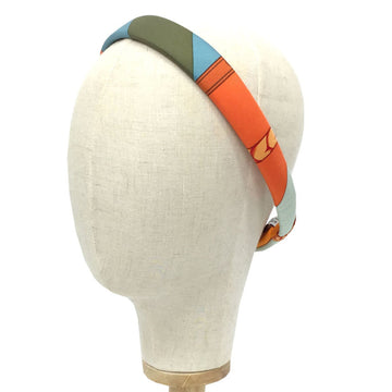 HERMES headband Mistinguett BANDEAU FEMME MISTINGUETT IMPRIME ORANGE/BLEU hair