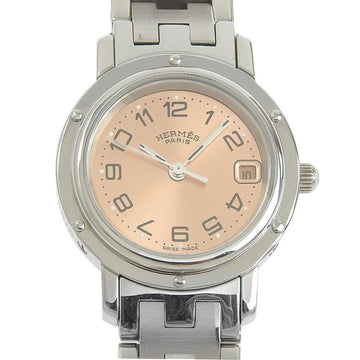 HERMES Clipper CL4.210 Stainless Steel Quartz Analog Display Ladies Pink Dial Watch