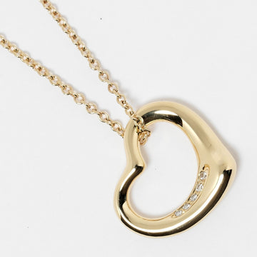 TIFFANY Open Heart Necklace 4.16g K18 YG Yellow Gold 5P Diamond &Co.