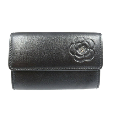 CHANEL Camellia Cocomark No. 15 Leather Black Card Case