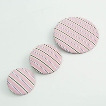 BALENCIAGA Button-like Striped Pattern 3-piece Set Cotton,Metal Stud Earrings Black,Blue,Pink,Silver,White