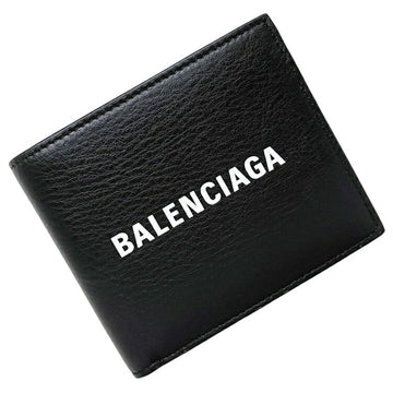 Balenciaga Bi-Fold Wallet Black Neon Yellow Everyday 487435 Leather BALENCIAGA Men's Fold Genuine