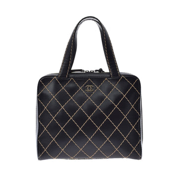 Chanel wild stitch black ladies calf handbag