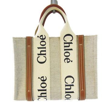 CHLOE WOODY CHC21US385E6690U Women's Leather,Canvas Handbag Brown,Off-white