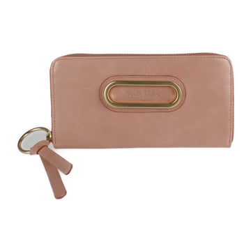 SEE BY CHLOE  PAIGE Page Long Wallet 9P7677-P264 Leather MISTY PINK Pink Series Gold Hardware Round Zipper