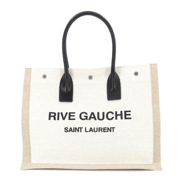 YVES SAINT LAURENT Saint Laurent Paris SAINT LAURENT PARIS Rive Gauche Tote Bag Canvas Leather White Beige Black 617481 Small