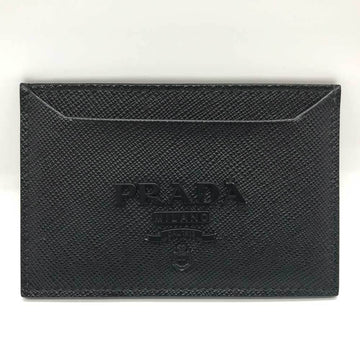 PRADA Pass Case Business Card Holder/Card Nero Black Bifold Saffiano