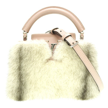 LOUIS VUITTON Capucines Mink M56916 Shoulder Handbag Pink LV 0051 with shoulder strap