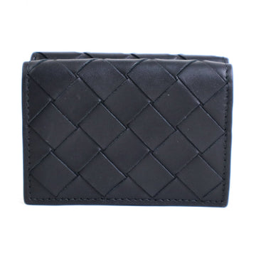 BOTTEGA VENETA Trifold Wallet Intrecciato Leather Black Unisex