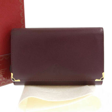 CARTIER Must Women's Leather Wallet [bi-fold] Bordeaux