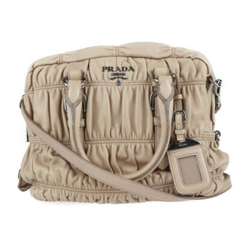 Prada handbag BL0759 nappa leather CAMMEO beige 2WAY shoulder bag tote gather