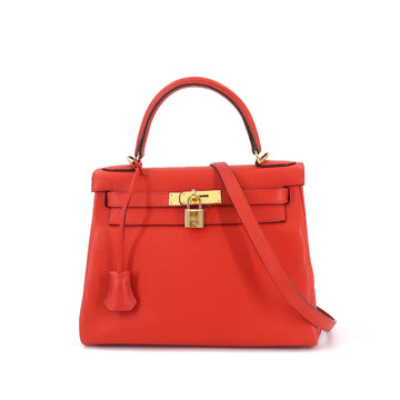 Hermes Kelly 28 2way hand shoulder bag ever color rouge tomato A engraved gold metal fittings inner sewing