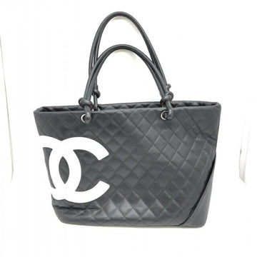 CHANEL Cambon Line Large Tote Bag Big Coco Mark Black *Large stain on the inside