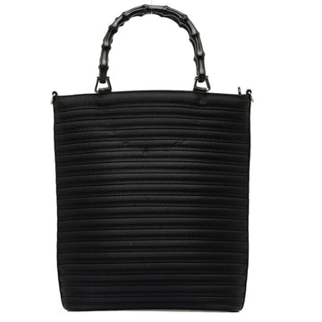 GUCCI bamboo handbag 002 1998 0353 black nylon leather ladies