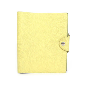 HERMES Notebook Cover Ulysse Leather Light Yellow Silver Unisex