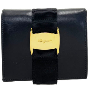SALVATORE FERRAGAMO Wallet Vara Bifold Leather Black 22 3053 Women's