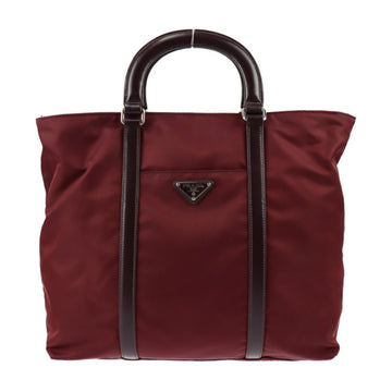 PRADA Tote Bag 1BG057 Nylon Leather GRANATO Garnet Bordeaux 2WAY Shoulder Triangle Logo