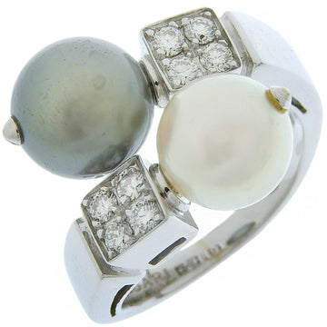 BVLGARI Lucia Ring Pearl K18 White Gold x Diamond No. 11 Women's
